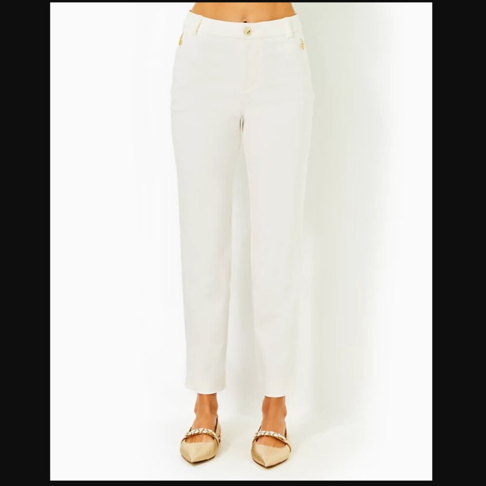 Lilly Pulitzer 29" Ana High Rise Pant White Size 00 NWT Travel Dinner Resort